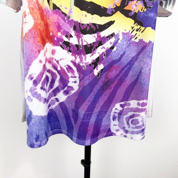 Fantazia Blouse Women Large Multicolor Floral All Over Print Cold Shoulder S/S - Picture 10 of 12